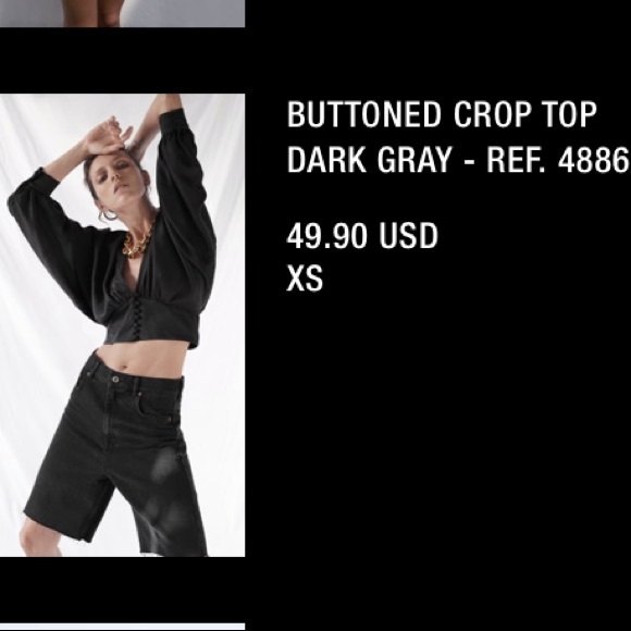 Buttoned Crop Top Dark Grey - Picture 5 of 6
